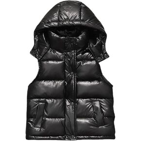Happy Cherry Boys Girls Puffer Vest Toddler Winter Warm Hooded Sleeveless Jacket Kids Zipper Glossy Waistcoat Outwear 2-12T