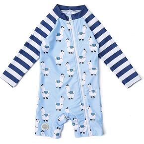 BONVERANO Baby Boy Recycled Sustainable Swimwear One Piece UPF 50+ Full Zip Long Sleeve Sunsuit