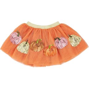 Mud Pie Children's Pumpkin Patch Sequin Tutu; One Size Orange