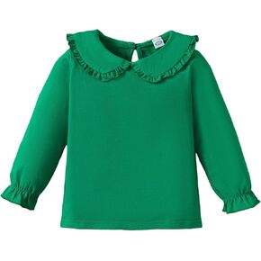 Magic Park 12M-6Y Baby Girl Long Sleeve Blouse Toddler Ruffle T-Shirt Kid Solid Color Tee Casual Tops Winter Clothes