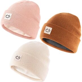 FURTALK Baby Toddler Winter Hat 3 Packs Baby Beanie Toddler Beanie Boys Girls Fleece Lined Kids Warm Knit Hats
