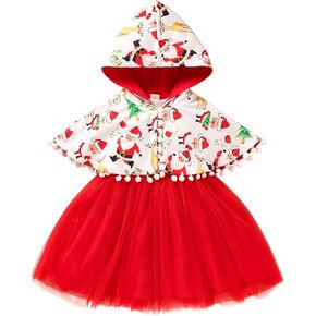 Newborn Baby Girl Christmas Outfit Sleeveless Dress Cape Two Piece Set Infant Baby Girl Christmas Clothes