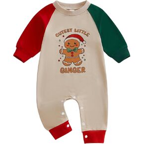 FIOMVA My First Christmas Baby Boy Girl Outfit Infant One Piece Jumpsuit Newborn Christmas Romper Fall Winter Clothes
