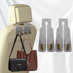 2 Pack Car Hooks for Headrest, Double Car Seat Headrest Hooks, Car Seat Back Storage Hook for Purses and Bags, Leather Purse Hook for Car, Car Bag Hooks Black