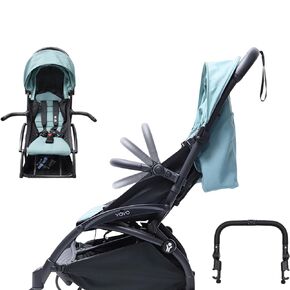 Universal Bumper Bar for Stroller Adjustable Angle Armrest Handlebar Crossbar Stroller Accessory Dual-Mode Open with Black Handmade Smooth Leather Cover