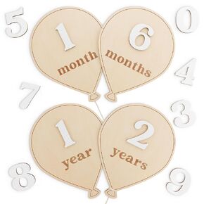Beautiful Baby Monthly Milestone Cards - The Perfect Wooden Discs for Adorable Milestone Pictures of Your Newborn - 2X Reversible Arches Signs with Interchangeable Numbers Make a Great Shower Gift