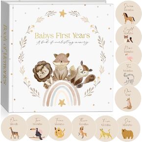 Baby Book Keepsake for Boys and Girls, Timeless First 5 Years Baby Book, Milestone Book Record First Years Journal, 110 Pages Hardcover Baby Books from Birth with Milestone Cards, Baby Memory Book