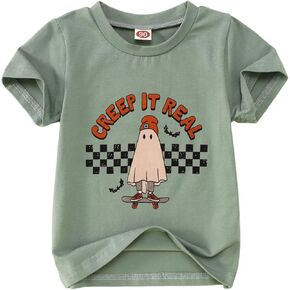 CM C&M WODRO Toddler Halloween Shirt Baby Boy Girl Retro Ghost Skateboarding Tees Cute Spooky Season Creep It Real Clothes in Kuwait