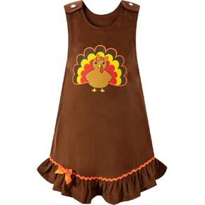 Baby Girls Toddler Thanksgiving Turkey Dress Sleeveless Outfit Set