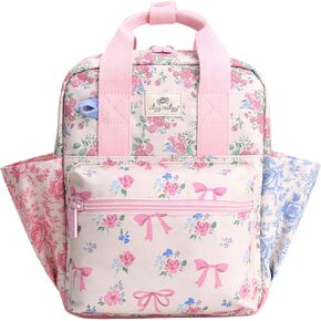 Itzy Ritzy Toddler Backpack - Daycare Bag - Features Adjustable Shoulder Straps, 2 Side Pockets & Spacious Interior with Wipeable Fabric Lining & Name Label, Ribbons & Roses Backpack in Kuwait