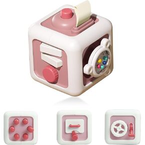 Baby Busy Cube, Montessori Toys for 1 Year Old, 2024 Newest Montessori Busy Cube for Toddlers 1-3, Car Travel Airplane Toys for 1 Year Old Boy Girl, 6 in 1 Activity Cube (Green)