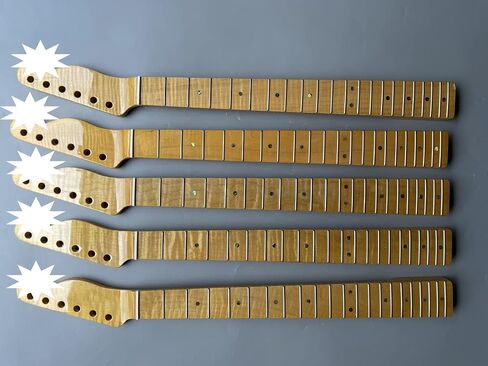 النمر لهب القيقب الغيتار الرقبة 21fret 25.5 بوصة خمر معطف شفاف اللؤلؤ نقطة البطانة DIY بها بنفسك الغيتار استبدال TL (واضح) in Saudi Arabia