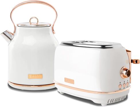 Haden 1.7L Stainless Steel Electric Kettle and 2 Slice Wide Slot Toaster Kitchen Appliance Set for Home and Cooking Essentials, Black/Copper in Saudi Arabia