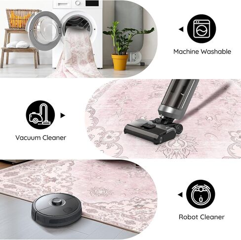 5x7 Area Rugs 5x7 Rug Vintage Rugs 5x7 Machine Washable Rugs Floor Carpet Non-Slip Low Pile Area Rugs for Living Room Bedroom Dining Room Indoor Beige in Kuwait