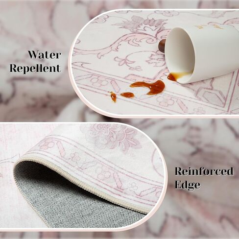 5x7 Area Rugs 5x7 Rug Vintage Rugs 5x7 Machine Washable Rugs Floor Carpet Non-Slip Low Pile Area Rugs for Living Room Bedroom Dining Room Indoor Beige in Kuwait