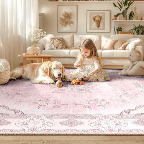 5x7 Area Rugs 5x7 Rug Vintage Rugs 5x7 Machine Washable Rugs Floor Carpet Non-Slip Low Pile Area Rugs for Living Room Bedroom Dining Room Indoor Beige in Kuwait