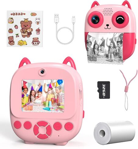 Kids Camera Instant Print, 3.0" Large Touchscreen Selife Camera for Kids,Instant Print Camera for Kids,Christmas Birthday Gifts Toys for 3-12 Years Old Girls Boys,32G Card,Pink in Saudi Arabia