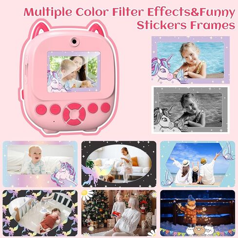Kids Camera Instant Print, 3.0" Large Touchscreen Selife Camera for Kids,Instant Print Camera for Kids,Christmas Birthday Gifts Toys for 3-12 Years Old Girls Boys,32G Card,Pink in Saudi Arabia
