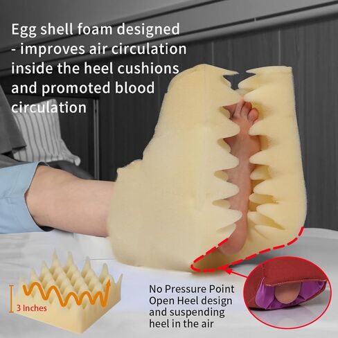 Egg Shell Foam Heel Protector Bed Sore Pillow Cushion for Pressure Sores,Foot Pillow for Bedridden Patients Supplies, Ankle Pillow Heel Protectors for Heel Pain (1 Count-Freshen Lavender) in Kuwait