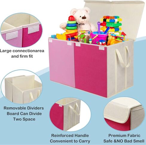 Toy Box Chest, Collapsible Sturdy Storage Bins with Lids, Extra Large Kids Toy Storage Organizer Boxes Bins Baskets for Kids, Boys, Girls, Nursery Room, Playroom, Closet (A-TBX-GRAY-MULTI) in Saudi Arabia