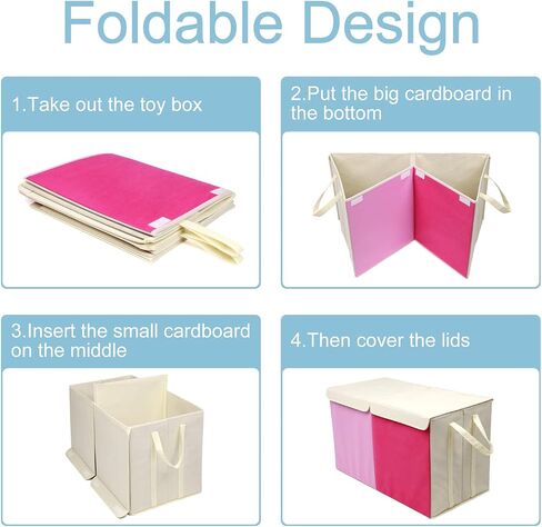 Toy Box Chest, Collapsible Sturdy Storage Bins with Lids, Extra Large Kids Toy Storage Organizer Boxes Bins Baskets for Kids, Boys, Girls, Nursery Room, Playroom, Closet (A-TBX-GRAY-MULTI) in Saudi Arabia