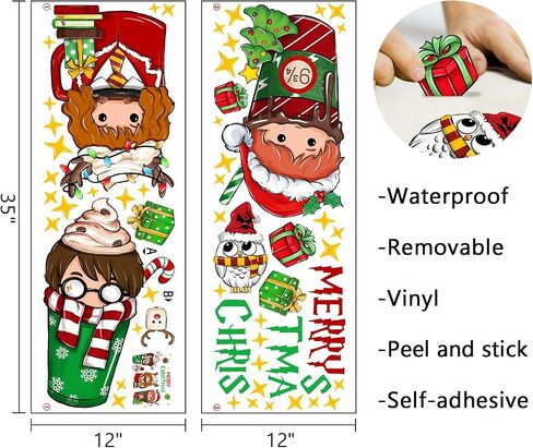 Mfault Have a Magic Christmas Wall ملصقات لاصقة، عيد الميلاد السحري المعالج الوحش كتاب البومة ديكورات الأطفال الصبي الفتيات غرفة نوم الفن، السنة الجديدة 2025 المنزل المطبخ غرفة المعيشة ديكور هدايا العيد in Saudi Arabia