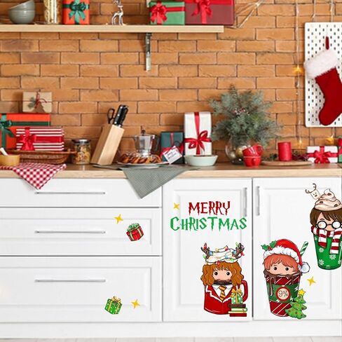 Mfault Have a Magic Christmas Wall ملصقات لاصقة، عيد الميلاد السحري المعالج الوحش كتاب البومة ديكورات الأطفال الصبي الفتيات غرفة نوم الفن، السنة الجديدة 2025 المنزل المطبخ غرفة المعيشة ديكور هدايا العيد in Saudi Arabia