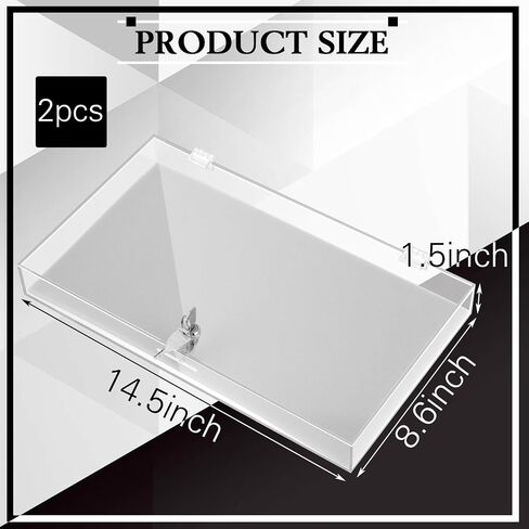 Huquary 2 Pcs Acrylic Locking Jewelry Display Case Clear Ring Earring Necklace Bracelet Jewelry Display Case Locking Security Showcase with Lock and Key for Trade Show Retail Display Case in Saudi Arabia