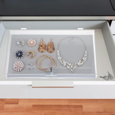 Huquary 2 Pcs Acrylic Locking Jewelry Display Case Clear Ring Earring Necklace Bracelet Jewelry Display Case Locking Security Showcase with Lock and Key for Trade Show Retail Display Case in Saudi Arabia