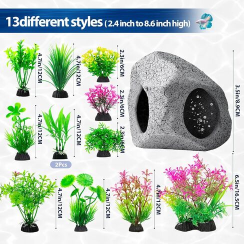 10Pcs Aquarium Hideaway Rock Cave Fish Tank Decorations quarium,Betta Toys Hideout Stones House,Safe and Non-Toxic Ceramic Fish Tank Ornaments in Saudi Arabia