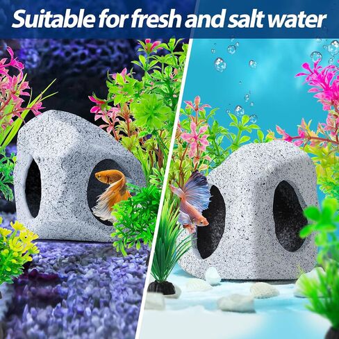10Pcs Aquarium Hideaway Rock Cave Fish Tank Decorations quarium,Betta Toys Hideout Stones House,Safe and Non-Toxic Ceramic Fish Tank Ornaments in Saudi Arabia