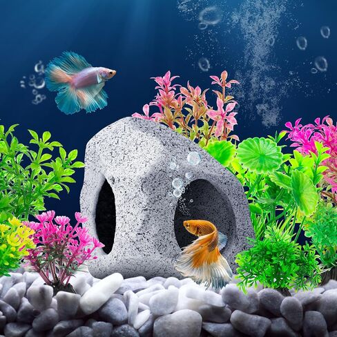 10Pcs Aquarium Hideaway Rock Cave Fish Tank Decorations quarium,Betta Toys Hideout Stones House,Safe and Non-Toxic Ceramic Fish Tank Ornaments in Saudi Arabia