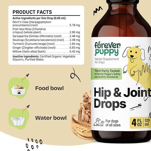 Hip and Joint Drops for Dogs - Joint Supplement w/Turmeric Curcumin - Liquid Alternative to Hip and Joint Chews for Dogs - Dog Vitamins and Supplements for Hip and Joint Health - 2 oz in Kuwait