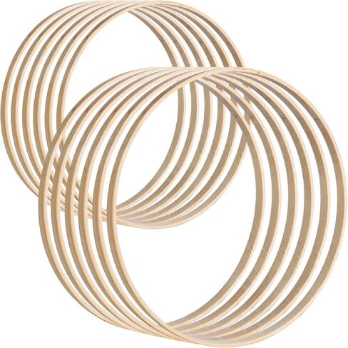 10 Pcs Wooden Rings for Crafts, Wooden Hoops for Crafts, Bamboo Floral Hoop, Craft Dream Catcher Rings, for for DIY Weddding Wreath Dreamcatcher 8" in Saudi Arabia