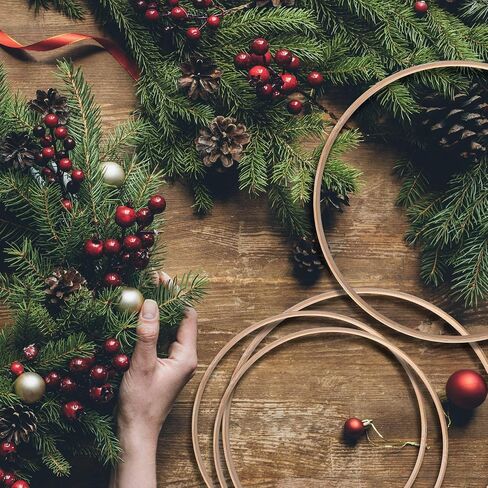 10 Pcs Wooden Rings for Crafts, Wooden Hoops for Crafts, Bamboo Floral Hoop, Craft Dream Catcher Rings, for for DIY Weddding Wreath Dreamcatcher 8" in Saudi Arabia