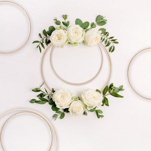 10 Pcs Wooden Rings for Crafts, Wooden Hoops for Crafts, Bamboo Floral Hoop, Craft Dream Catcher Rings, for for DIY Weddding Wreath Dreamcatcher 8" in Saudi Arabia