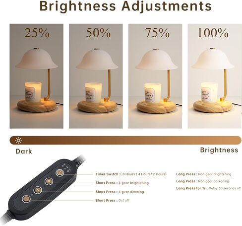 Candle Warmer Lamp with Bulbs, Dimmable Electric Candle Lamp with Timer, Adjustable Height, Wax Melting Warmer Compatible with Large Jar Candles, Home Decor Gifts in Saudi Arabia