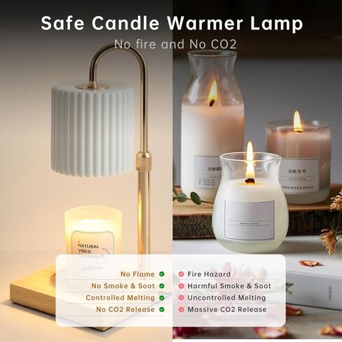 Candle Warmer Lamp with Bulbs, Dimmable Electric Candle Lamp with Timer, Adjustable Height, Wax Melting Warmer Compatible with Large Jar Candles, Home Decor Gifts in Saudi Arabia