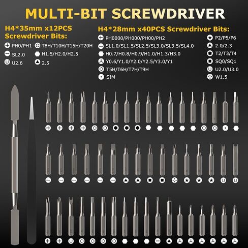 3.7V Mini Electric Screwdriver Set, 57-in-1 Magnetic Bits Precision Screwdriver Set, Cordless Screwdriver with LED Light, 3 Torque Settings Repair Tool Set for Phone Camera Laptop Watch in Saudi Arabia