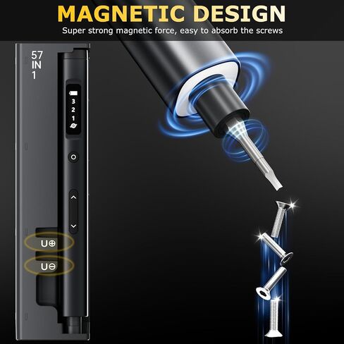 3.7V Mini Electric Screwdriver Set, 57-in-1 Magnetic Bits Precision Screwdriver Set, Cordless Screwdriver with LED Light, 3 Torque Settings Repair Tool Set for Phone Camera Laptop Watch in Saudi Arabia