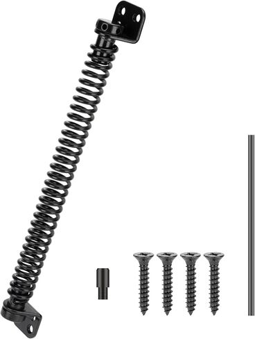 12" Gate Spring Self Closing Outdoor Door Spring Automatic Gate Closure Hardware with Adjustable Tool for Wooden Vinyl Fence, Black Finish in Saudi Arabia