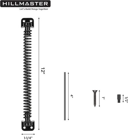 12" Gate Spring Self Closing Outdoor Door Spring Automatic Gate Closure Hardware with Adjustable Tool for Wooden Vinyl Fence, Black Finish in Saudi Arabia