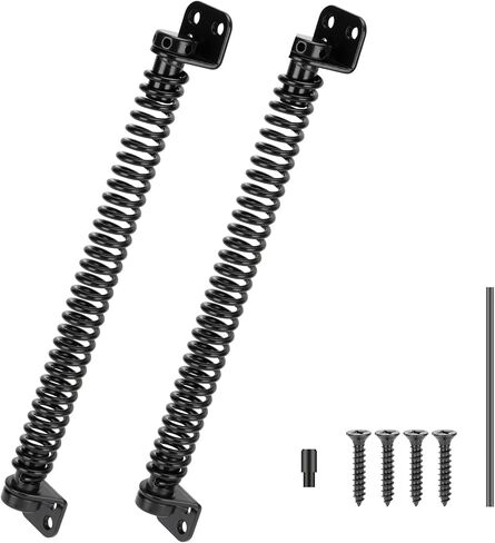 12" Gate Spring Self Closing Outdoor Door Spring Automatic Gate Closure Hardware with Adjustable Tool for Wooden Vinyl Fence, Black Finish in Saudi Arabia