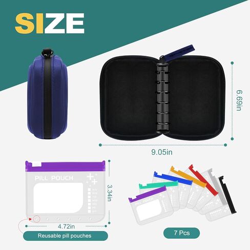 A8 Waterproof Pill Organizer Set, Twice-Daily Large Pill Organizer for Seven Days, Pill Storage with 14 Color-Coded Pouches, Reusable Travel Medicine Organizer in Saudi Arabia