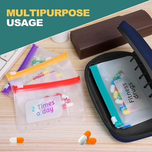 A8 Waterproof Pill Organizer Set, Twice-Daily Large Pill Organizer for Seven Days, Pill Storage with 14 Color-Coded Pouches, Reusable Travel Medicine Organizer in Saudi Arabia