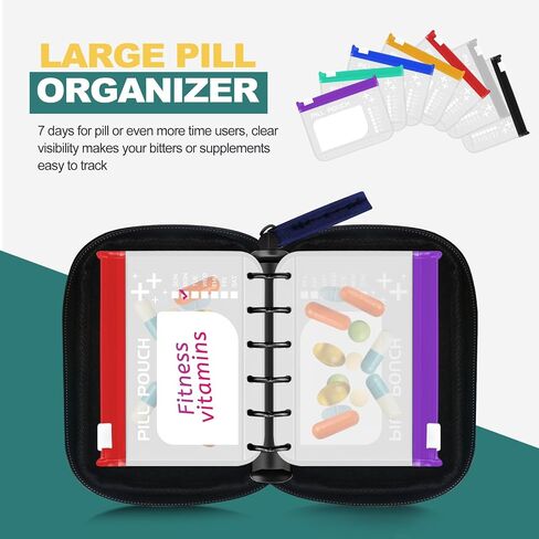A8 Waterproof Pill Organizer Set, Twice-Daily Large Pill Organizer for Seven Days, Pill Storage with 14 Color-Coded Pouches, Reusable Travel Medicine Organizer in Saudi Arabia