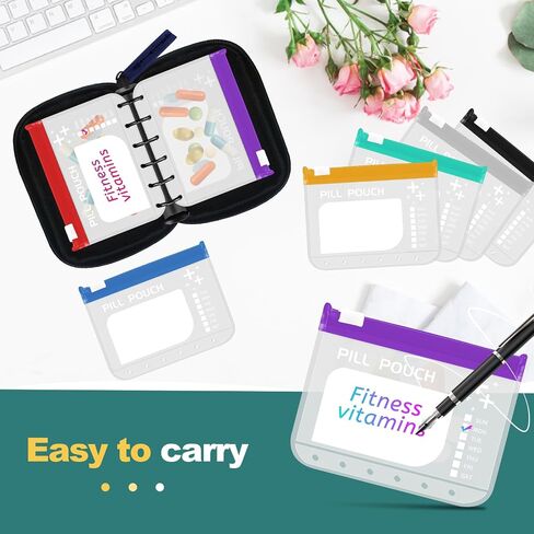 A8 Waterproof Pill Organizer Set, Twice-Daily Large Pill Organizer for Seven Days, Pill Storage with 14 Color-Coded Pouches, Reusable Travel Medicine Organizer in Saudi Arabia