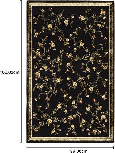 SAFAVIEH Lyndhurst Collection Runner Rug - 2'3" x 8', Black, Traditional Floral Design, Non-Shedding & Easy Care, Ideal for High Traffic Areas in Living Room, Bedroom (LNH220A) in Saudi Arabia