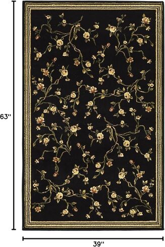 SAFAVIEH Lyndhurst Collection Runner Rug - 2'3" x 8', Black, Traditional Floral Design, Non-Shedding & Easy Care, Ideal for High Traffic Areas in Living Room, Bedroom (LNH220A) in Saudi Arabia