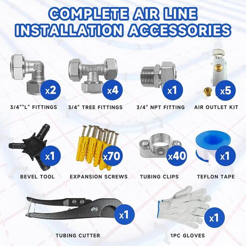 Compressed Air Line Kit, 3/4" x 50' 120’&200'&300' HDPE-Aluminum-HDPE Piping, Air Line Hose, Air Hose Kit with Air Compressor Accessories and Airline Tubing in Saudi Arabia